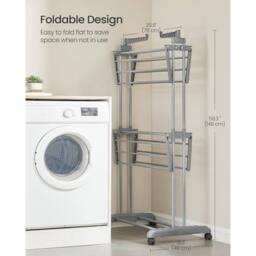 The Bazaarist 3 Tier Clothes Drying Rack Folding Arms, Grey in Light Grey - thumbnail 7