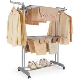 The Bazaarist 3 Tier Clothes Drying Rack Folding Arms, Grey in Light Grey - thumbnail 2