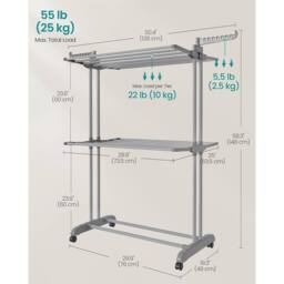The Bazaarist 3 Tier Clothes Drying Rack Folding Arms, Grey in Light Grey - thumbnail 3