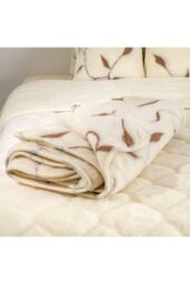 Native Natural Merino Wool Blanket 130x170 - Leaf in Natural - Size: Double