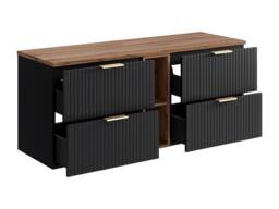 Vente-unique Striped Floating Vanity Unit With Niches - Black & Light Natural - thumbnail 5