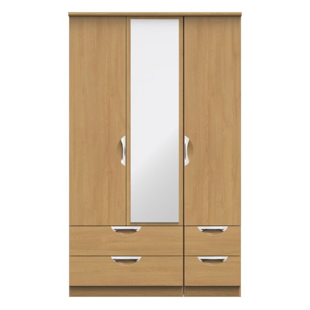 Ready Assembled 2 U Holborn Triple 2 Drawer Mirror + Drawer Wardrobe (Ready Assembled) in Brown - image 1
