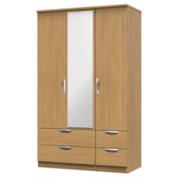 Ready Assembled 2 U Holborn Triple 2 Drawer Mirror + Drawer Wardrobe (Ready Assembled) in Brown - thumbnail 3