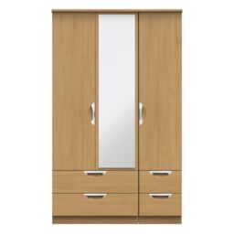 Ready Assembled 2 U Holborn Triple 2 Drawer Mirror + Drawer Wardrobe (Ready Assembled) in Brown - thumbnail 1