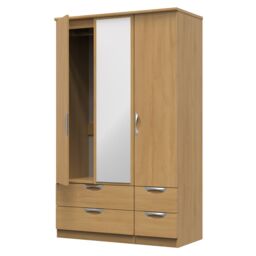Ready Assembled 2 U Holborn Triple 2 Drawer Mirror + Drawer Wardrobe (Ready Assembled) in Brown - thumbnail 5