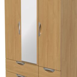 Ready Assembled 2 U Holborn Triple 2 Drawer Mirror + Drawer Wardrobe (Ready Assembled) in Brown - thumbnail 4