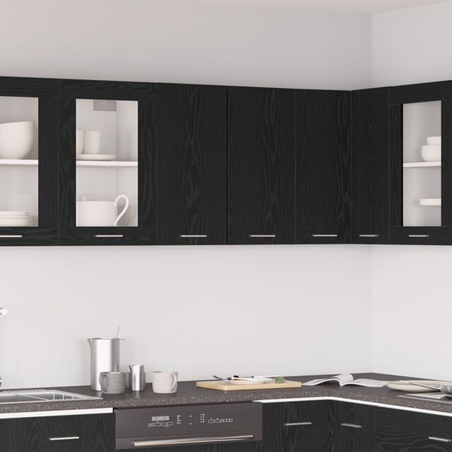 Berkfield Home Black Oak Hanging Cabinet 60x31x60 cm Made of Engineered Wood - Size: 60 x 31 x 60 cm - image 1