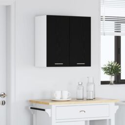 Berkfield Home Black Oak Hanging Cabinet 60x31x60 cm Made of Engineered Wood - Size: 60 x 31 x 60 cm - thumbnail 4