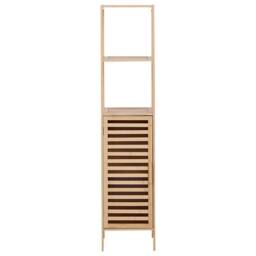 Wyld and Coco Minimalist Bamboo Bathroom Shelving Unit with Door Light Brown - thumbnail 3