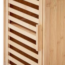 Wyld and Coco Minimalist Bamboo Bathroom Shelving Unit with Door Light Brown - thumbnail 9