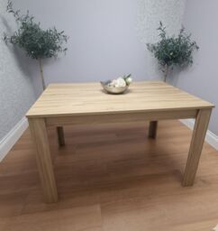 KOSY KOALA Oak Effect Dining Table Set With 4 Mustard Gem Pattern Chairs Dining Room Furniture in Brown - thumbnail 5