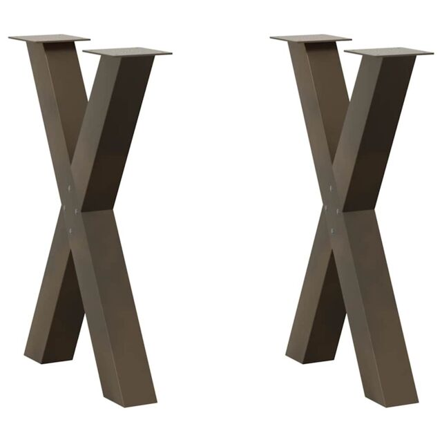 Berkfield Home Dining Table Legs X-Shaped 2 pcs Natural Steel 50x(72-73) cm Steel in Brown - image 1