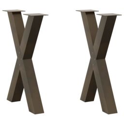 Berkfield Home Dining Table Legs X-Shaped 2 pcs Natural Steel 50x(72-73) cm Steel in Brown - thumbnail 1