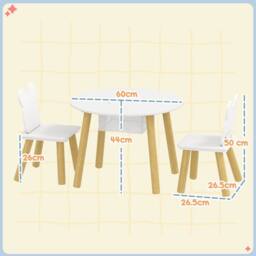 AIYAPLAY 3 Pieces Toddler Table & Chair Set w/ Centre Mesh Bag, White - Size: 600mm - thumbnail 3
