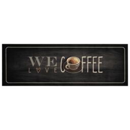 Berkfield Home Kitchen Rug Washable Coffee Text 60x180 cm Velvet in Black - thumbnail 2