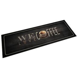 Berkfield Home Kitchen Rug Washable Coffee Text 60x180 cm Velvet in Black