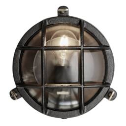 Industville Bulkhead Outdoor & Bathroom Round Wall Light - 8 Inch - Black - Clear - Size: 8 inches - thumbnail 5