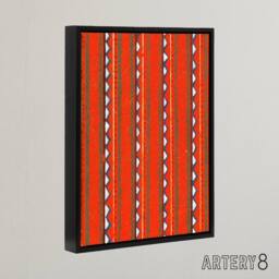 "Artery8 Red Geometric Textile Pattern Framed Canvas Wall Art Print Furuya Korin - Size: W24"" x H32""" - thumbnail 2