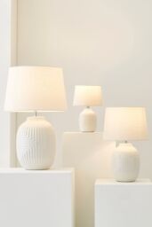 ValueLights Harrison Taper Shade White Geo Rib Pattern Gloss Table Lamp with Bulb - Size: Medium - thumbnail 8