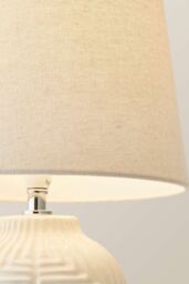 ValueLights Harrison Taper Shade White Geo Rib Pattern Gloss Table Lamp with Bulb - Size: Medium - thumbnail 4