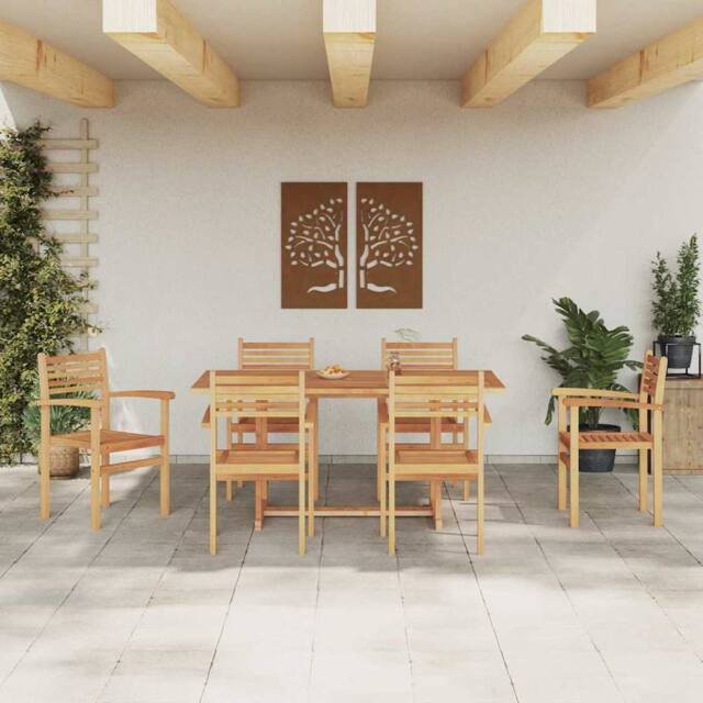 Berkfield Home Garden Stacking Chairs 6 pcs Brown 55.5 x 55.5 x 90 cm - image 1
