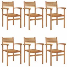 Berkfield Home Garden Stacking Chairs 6 pcs Brown 55.5 x 55.5 x 90 cm - thumbnail 3