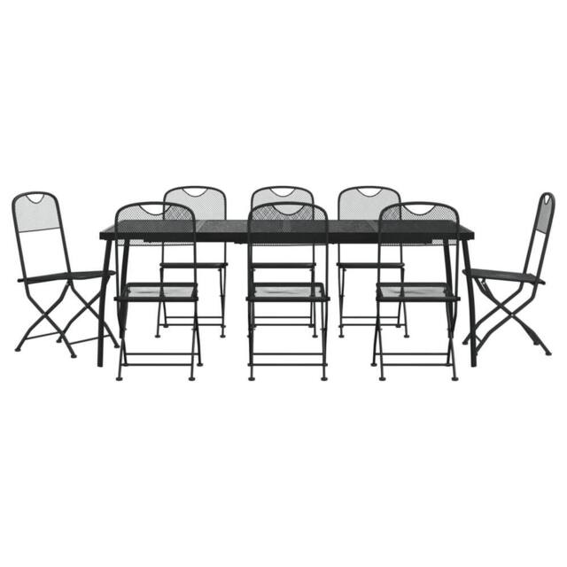 Berkfield Home 9 Piece Garden Dining Set Anthracite Metal Mesh in Black - image 1