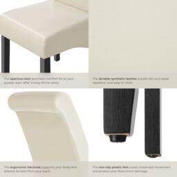 tectake Dining Chair Set Of 6 - Cream - Size: 6 Pack - thumbnail 5