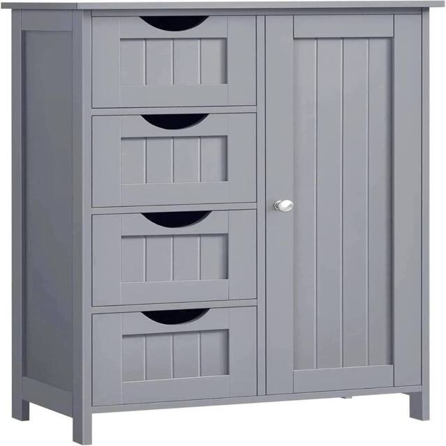 VOGREX 4 Drawer 1 Door Grey Bathroom Wood Cabinet Storage - image 1