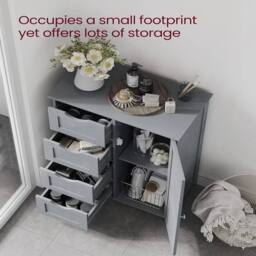 VOGREX 4 Drawer 1 Door Grey Bathroom Wood Cabinet Storage - thumbnail 3