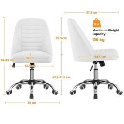 SPETLEK Office Chair Armless Computer Chair in White - thumbnail 2