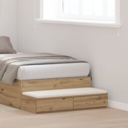 Berkfield Home Bed Drawers in Artisan Oak - 75x36.5x16.5 cm - Made from Engineered Wood in Brown - thumbnail 1