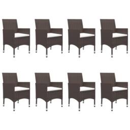 Berkfield Home 9 Piece Garden Dining Set Poly Rattan & Tempered Glass Brown - thumbnail 3