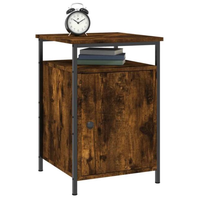 Berkfield Home Durable Bedside Cabinet Smoked Oak 40x42x60 cm Engineered Wood in Brown - Size: 40 x 42 x 60 cm - image 1