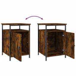 Berkfield Home Durable Bedside Cabinet Smoked Oak 40x42x60 cm Engineered Wood in Brown - Size: 40 x 42 x 60 cm - thumbnail 9