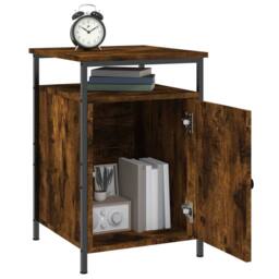 Berkfield Home Durable Bedside Cabinet Smoked Oak 40x42x60 cm Engineered Wood in Brown - Size: 40 x 42 x 60 cm - thumbnail 4