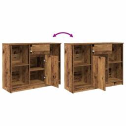 Berkfield Home Sideboard with Drawer Old Wood 101x35x76 cm Engineered Wood in Brown - Size: 101 x 35 x 76 cm - thumbnail 9