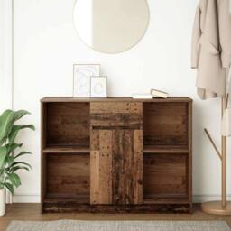 Berkfield Home Sideboard with Drawer Old Wood 101x35x76 cm Engineered Wood in Brown - Size: 101 x 35 x 76 cm - thumbnail 3