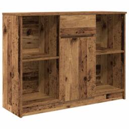 Berkfield Home Sideboard with Drawer Old Wood 101x35x76 cm Engineered Wood in Brown - Size: 101 x 35 x 76 cm - thumbnail 1