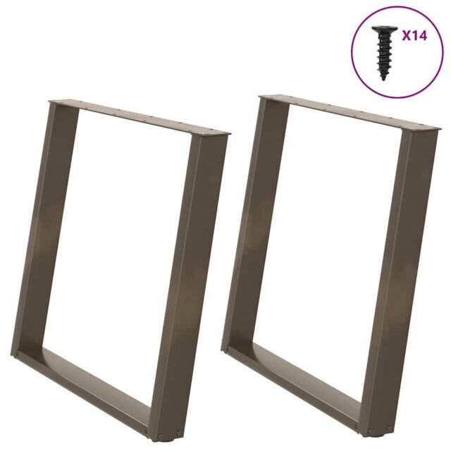 Berkfield Home vidXL Dining Table Legs U-Shaped 2 pcs Natural Steel 100x(72-73) cm Steel in Brown - image 1