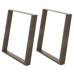 Berkfield Home vidXL Dining Table Legs U-Shaped 2 pcs Natural Steel 100x(72-73) cm Steel in Brown - thumbnail 2