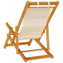 Berkfield Home Folding Beach Chairs 2 pcs Cream Solid Wood Acacia & Textilene - thumbnail 5