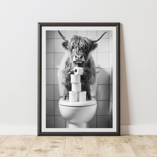 60 SECOND MAKEOVER Highland Cow Toilet Rolls Quirky Animal Print - Size: A4 - image 1