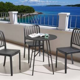 Wyld and Coco Round Garden Dining Table 64 cm Black Powder Coat Iron Rust