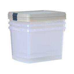 Wham Clip 3x 21.5L Rectangular Plastic Storage Boxes with Clip Lock Lids in Stone - thumbnail 4