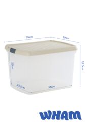 Wham Clip 3x 21.5L Rectangular Plastic Storage Boxes with Clip Lock Lids in Stone - thumbnail 6