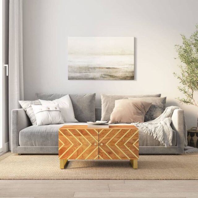 Berkfield Home Coffee Table Brown & Black 80x50x40 cm Solid Wood Mango - Size: 80 x 50 x 40 cm - image 1