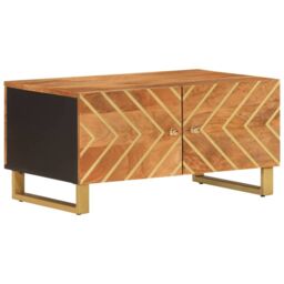 Berkfield Home Coffee Table Brown & Black 80x50x40 cm Solid Wood Mango - Size: 80 x 50 x 40 cm - thumbnail 2