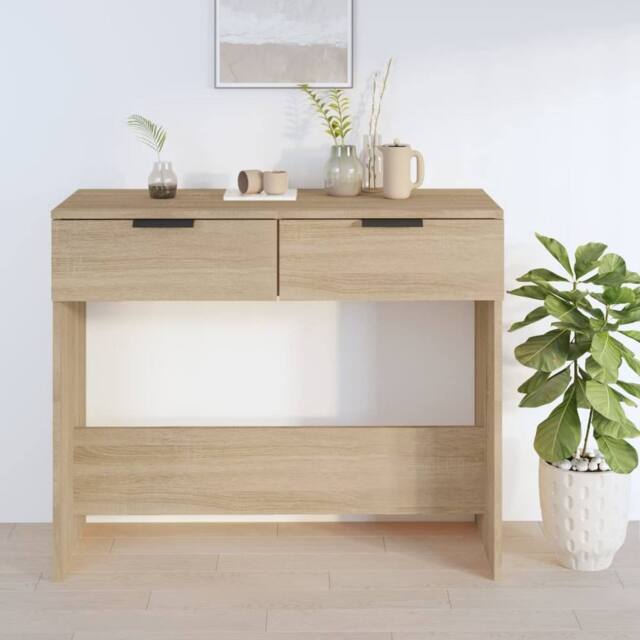 Berkfield Home Decorative Console Table Sonoma Oak 90x36x75 cm Engineered Wood in Light Tan - Size: 90 x 36 x 75 cm - image 1