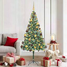Berkfield Home Artificial Christmas Tree with Stand Green 180 cm PVC & Steel - thumbnail 1